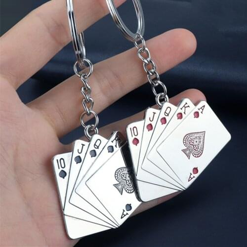 Stainless Steel Poker Keychain Funny Keyring Unisex Keyholder Fashion Jewelry Gift Keyfob Accessories