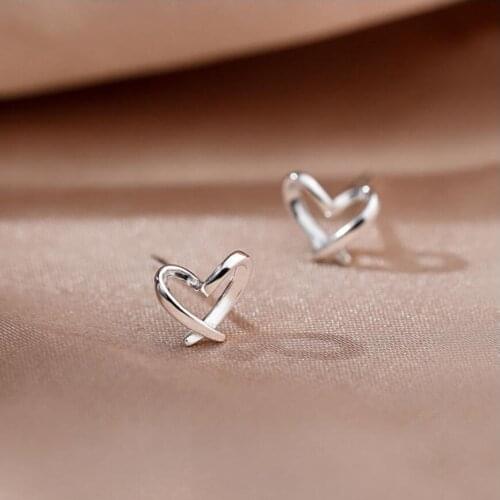 925 Sterling Silver Simple Heart Exquisite Stud Earrings For Women Student Trend Jewelry Birthday Party Gifts SAE565