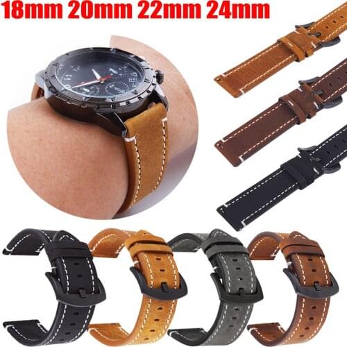 18mm 20mm 22mm 24mm Watch Band Vintage PU Leather Watch Strap Soft Quick Release Replacement Watche Bands Accessories Wristband
