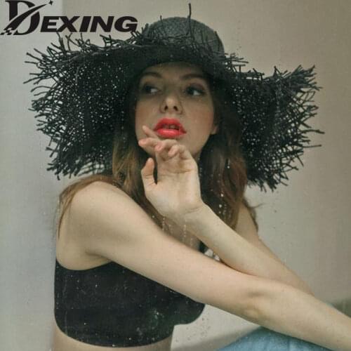 NEW Women Large Wide Brim Summer Hat for Women Natural Straw Hat Sun Protection White Hats Gilrs Panama Beach hat for wedding