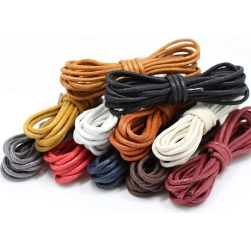 1 Pair Solid Color Waxed Cotton Round Shoelaces Fashion Classic Unisex Waterproof Leather Shoe Laces 80-120cm Free Shipping