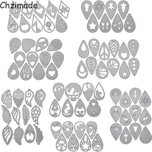 Chzimade 7Pcs Star Moon Earring Metal Cutting Dies 2021 Scrapbooking Stencil For Card DIY Embossing Dies Cut Paper Crafts