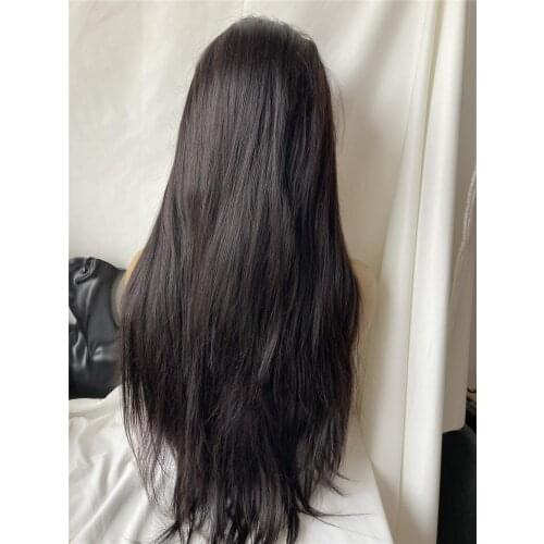 Brown Color Silky Straight Glueless Synthetic Lace Front Wigs Baby Hair Heat Resistant Fiber Synthetic Lace Front Wig For Women