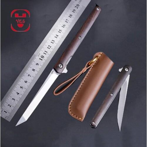 M390 Steel Folding Knife CS Go Solid Wood Portable Pocket Holster Fold Knife Camping Hunting Knife Slicing Fruit Knives EDC Tool