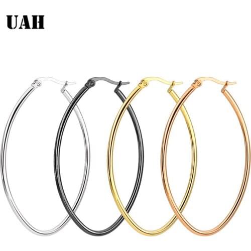 UAH 2019 New Arrive Punk Rock Minimalist Big Gold Black y Round Circle Hoop Earrings Women Jewelry Accessory Female Brincos