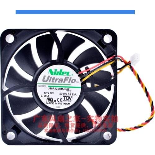Nidec U60R12MMAB-52 T32 Server Cooling Fan DC 12V 0.09A 60x60x15 3-wire