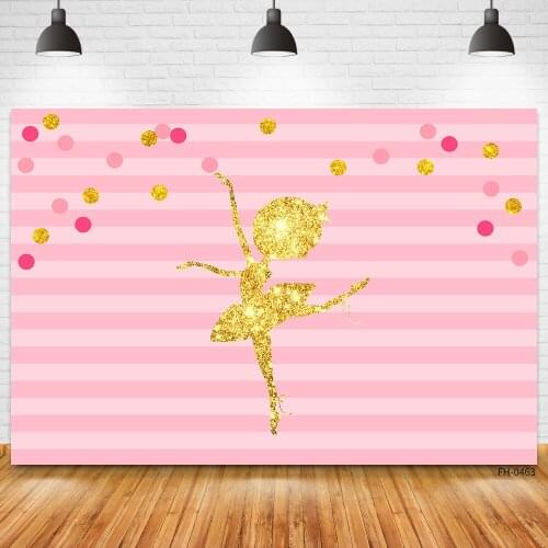 Stripe Birthday Party Pink Gold Children Photocall Vinyl Backdrops Photo Studio Newborn Baby Girl Custom Background Photography