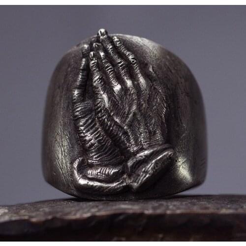 Vintage Mens Serenity Prayer Rings Virgin Mary Praying Lucky Ring Stainless Steel Biker Ring Fashion Party Night Club Jewelry