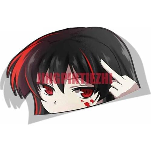 Funny Car Sticker for Akame Ga Kill Peeker Peek Anime Vinyl JDM Car Styling Window Trunk Laptop 3D Decal Motorcycle Decals