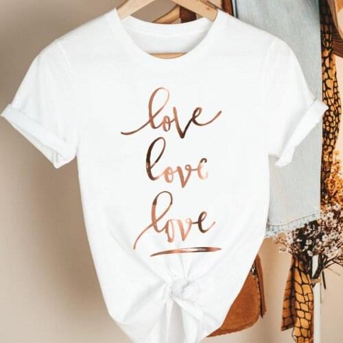 Women Clothes Cartoon Letter Love Trend Cute 90s Style Summer Print Fashion Tshirt Female Short Sleeve Tee Top Graphic T-shirt