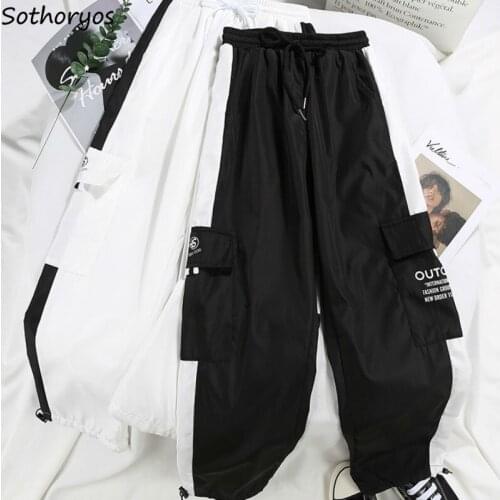 Women Pants Cargo Trousers Loose BF Ankle-length New Plus Size Womens Harem Harajuku Letter Printed Korean Style Ulzzang Chic