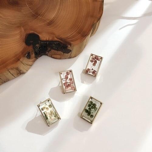 MENGJIQIAO Korean Newl Vintage Flower Holiday Stud Earrings For Women Fashion Square Acrylic Elegant Pearl Oorbellen Jewelry