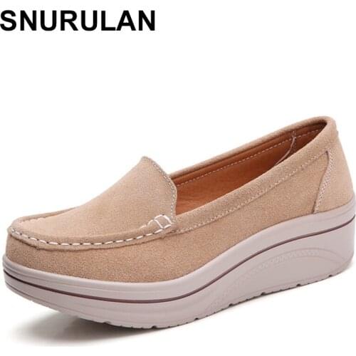 SNURULANWomen platform shoes suede flat shoes without lace female summer casual Zapatos Plataforma Mujer Buty Na Platformie big