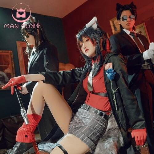 Arknights cos Texas anime woman cosplay costume set Coat + belt + tie + hairpin + shirt + pants + leg accessories + gloves