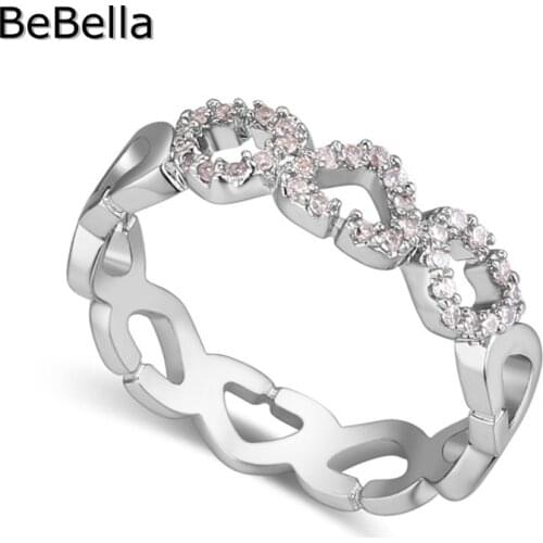 2 Colors Women Heart Ring Imitation Diamonds Rings For Couples Made With AAA Grade Cubic Zirconia For Engagement