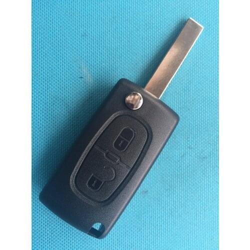 1Pcs New Replacement Key Shell For Citroen 2 Button Flip FOB Remote Case Uncut HU83 Blade With Groove Blank No Logo Auto Parts