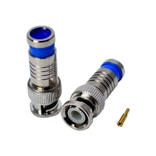 10pcs BNC Q9 Male RF Coaxial Monitor coaxial video Squeeze Solderless for RG60 75-3 Cable Connector Adapters