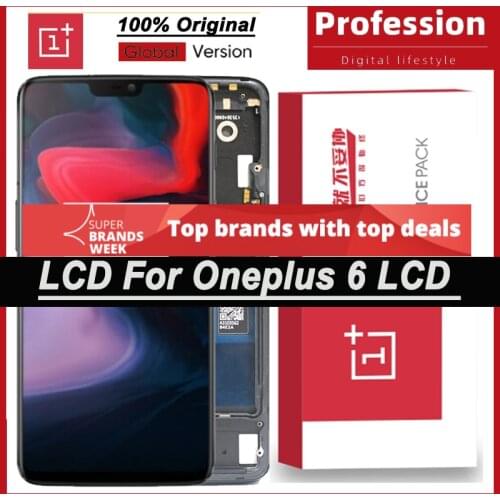 100% Original 6.28'' AMOLED Display for OnePlus 6 1+6 A6000 A6003 Full LCD Touch Screen Digitizer Repair Parts with Service Pack