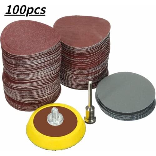 100pcs 25mm/1inch Sandpaper + 1pc 1inch Hook Loop Backer Plate 1/8inch Shank + 1pcs Loop Sanding Pad Abrasives Mixed Polishing