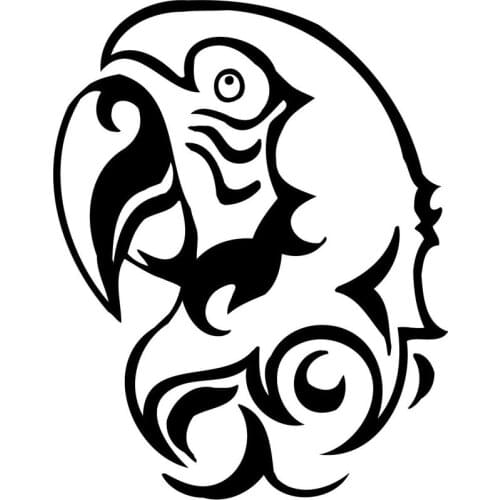 13*16.5CM Parrot Head Window Glass Car Sticker Lovely Classic Decorative Car Body Accessories Silver/Black C4-0286