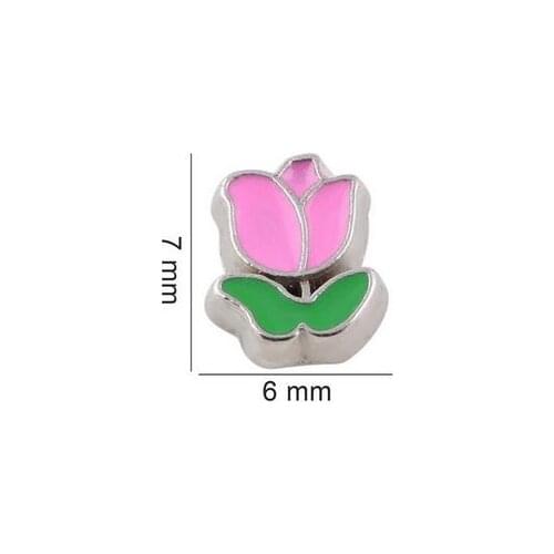 20PCS/lot Pink Rose Flower Floating Locket Charms Fit For Magnetic Memory Floating Locket Jewelrys Making