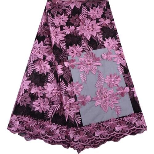 Have Beads African Lace fabric 2018 Nigerian Guipure Lace Fabrics High Quality Embroidered Tulle Lace Fabric For Dress F1346