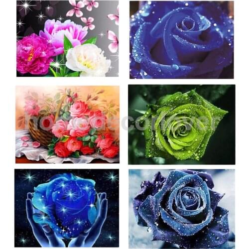 Flower DIY 5D Diamond Painting Embroidery DIY Paint By Number Kit Home Wall Decoration 25x20cm