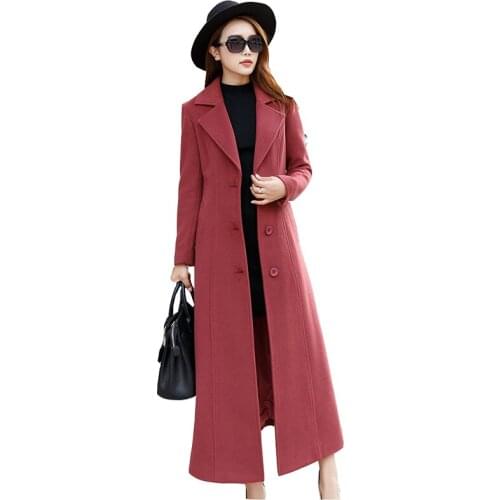 Large-size Autumn/winter Windbreaker Wool coat Korean Slim Temperament Long Overcoat High-grade Womens Woolen jacket coats 5XL
