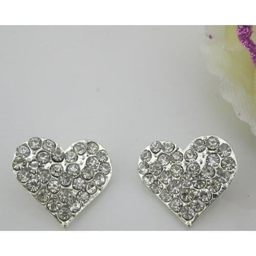 BT272 20mm)5pcs Heart Design Shank Metal Rhinestones buttons