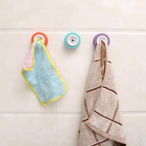 Round Press Buckle Towel Hanger Adhesive Wall Mounted Hook Wipe Cloth Holder for Kitchen Bathroom