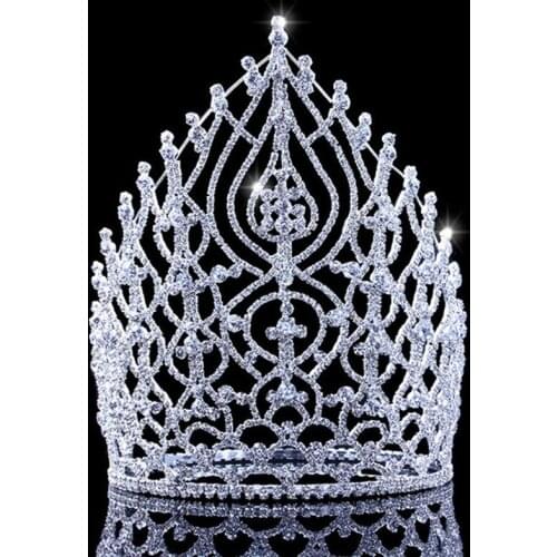 Tiara 21.5cm 8.4in Height Rhinestone Pageant Crowns Alloy Large Tiaras and Crowns Princess Head Birthday Miss Crown for Women