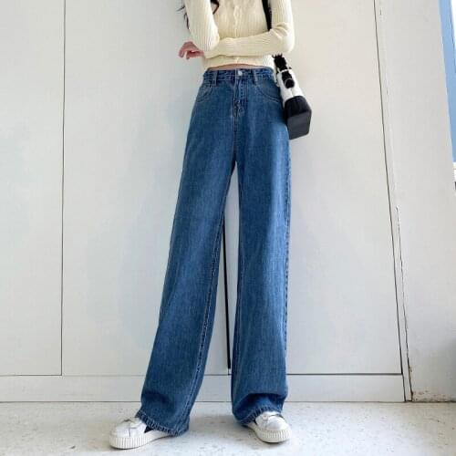 Woman Jeans High Waist Clothes Wide Leg Denim Clothing 2020 Harajuk Loose Blue Streetwear Vintage Straight Mopping Pants
