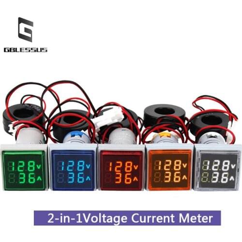 2-in-1Voltage And Current Meter 220V Accurate Detection Digital LED Square Large Screen Display AD16-22FVA Durable Energy Saving