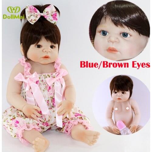 Reborn girl doll reborn 22" Full silicone vinyl body reborn babies children play house toys bebe gift boneca