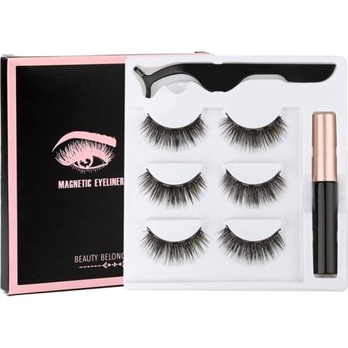 Magnetic Eyelashes 3D Mink Eyelashes Magnetic Eyeliner Magnetic 3D Lash Short False Lashes Lasting Handmade Eyelash Makeup Tools