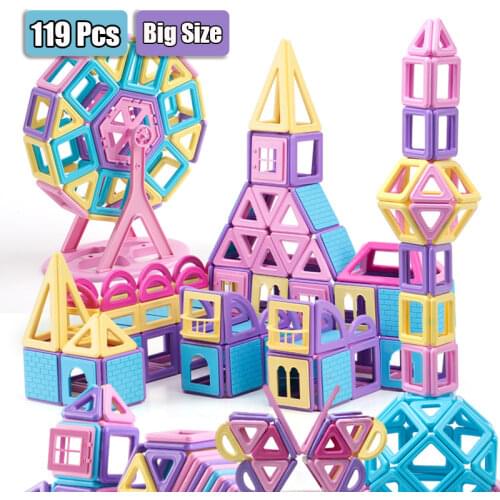 119PCS Big Size Magnets Magic Building Blocks Construction Toys For Children Educational Magnetic Blocks Set Puzzle Toy For Kid