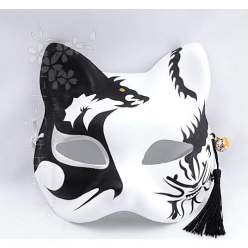 Hand-painted fox cat mask and wind show anime cosplay ball domineering black dragon