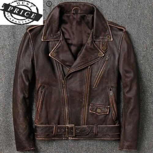 Leather 100% Genuine Coat Men Clothing 2021 Streetwear Motorcycle Natural Real Cow Leather Jacket Male Coat Mens Jackets