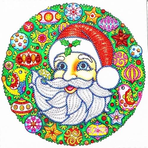 5D Diy Diamond Painting Cross Stitch Kit Special-shaped Diamond Mosaic Embroidery Cartoon Santa Claus Home Decoration Gift