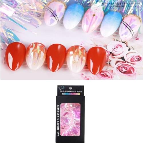 Nail Sticker Manicure Nail Sticker Glass Coloured Paper Mirror Sequins Strip Nail Aurora Cellophane Mirror Symphony Glazed Nail