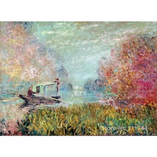 Office art The Boat Studio on the Seine famous Claude Monet paintings Hand painted High quality
