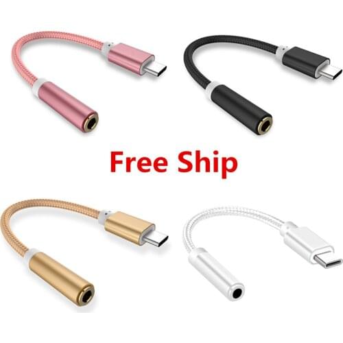 Whole Sale AUX Audio Cable USB Type C to 3.5 Earphone Adapter Type-C to 3.5mm Headphone Converter for xiaomi 6 Letv Le2