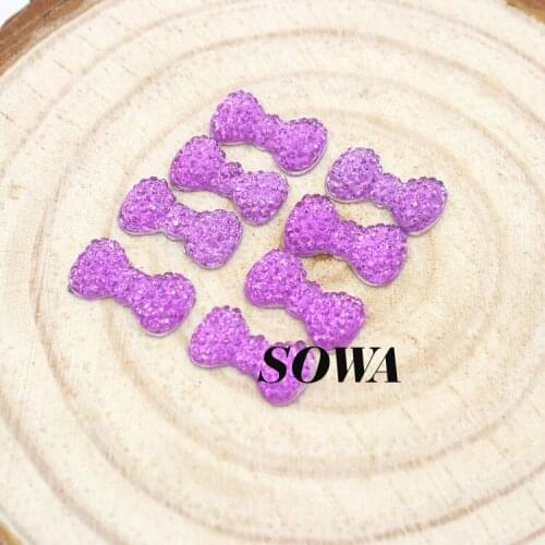 Wholesale Size 12.5*7mm 100pcs/lot Purple Color Bow Shape Flatback Scrapbooking For Phone/Wedding ABS Resin Beads