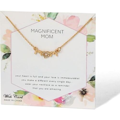 Wish Card Initial Letter Mom Pendant Necklace Fashion Gold Color Make a Wish Necklaces Women Jewelry Gifts For Mother CN292