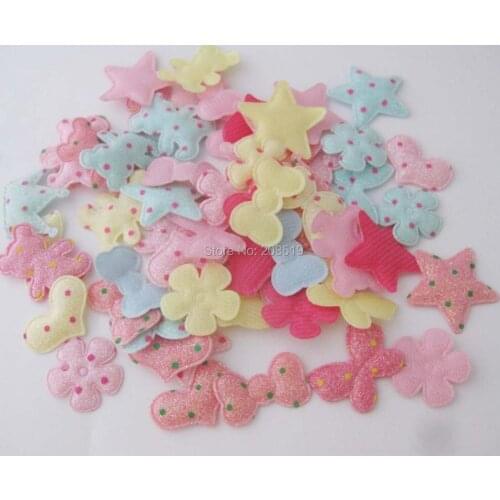 PANONE Assorted glitter appliques mix 100pcs randomly hairclip decoration clothes ornament DIY cakefork felt scrapbooking