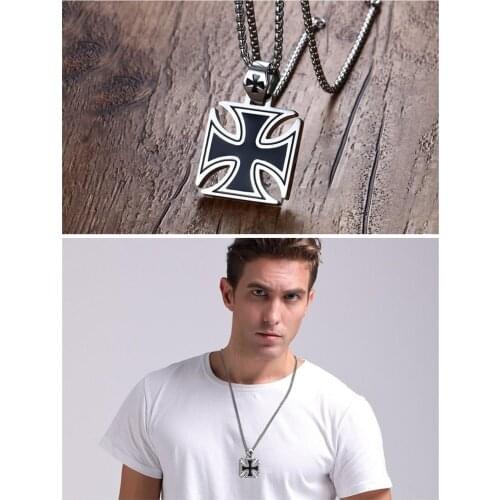 Stainless steel cross pendant necklaces for men The Knight Templar fashion punk jewelry accessory party gift for men boy