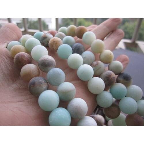 Sell 1 Strands 16" High Quality Dull Polished Matte Amazonite bead 6mm 8mm 10mm 12mm Matte Gem stone loose Beads