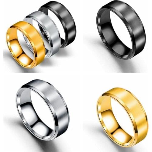 Simple Gold/Black/Silver Color Titanium Steel Engagement Rings for Women Men Matte 8mm Wedding Anniversary Gift