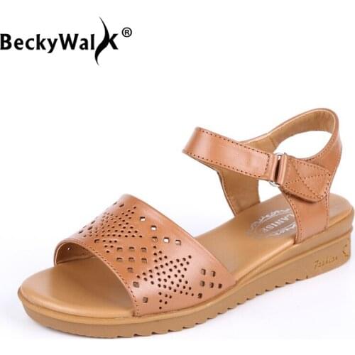Womens Sandals Genuine Leather Summer Shoes For Women Soft Soles Platform Sandals Casual Ladies Shoes sandalias mujer WSH3372
