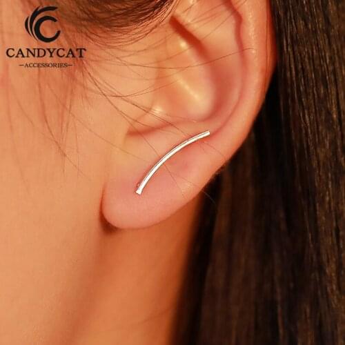 Creative Minimalist Line Earrings Simple Multicolor Gold Silver Color Metal Arc Stud Earrings Women Jewelry Gift Party Gifts